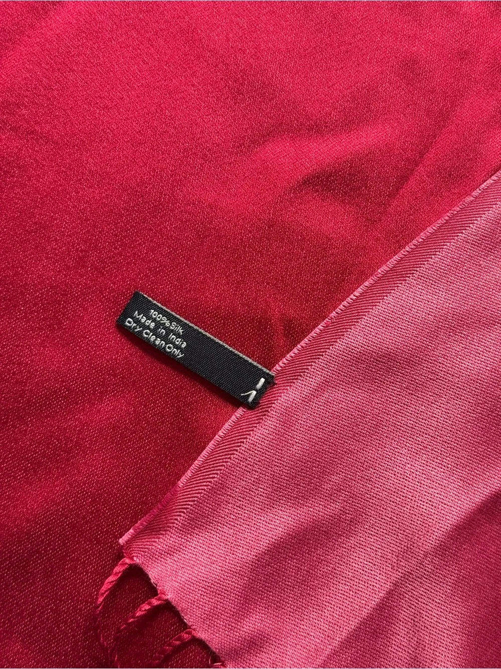 Ann Taylor 100% Silk Fringe Scarf - Berry